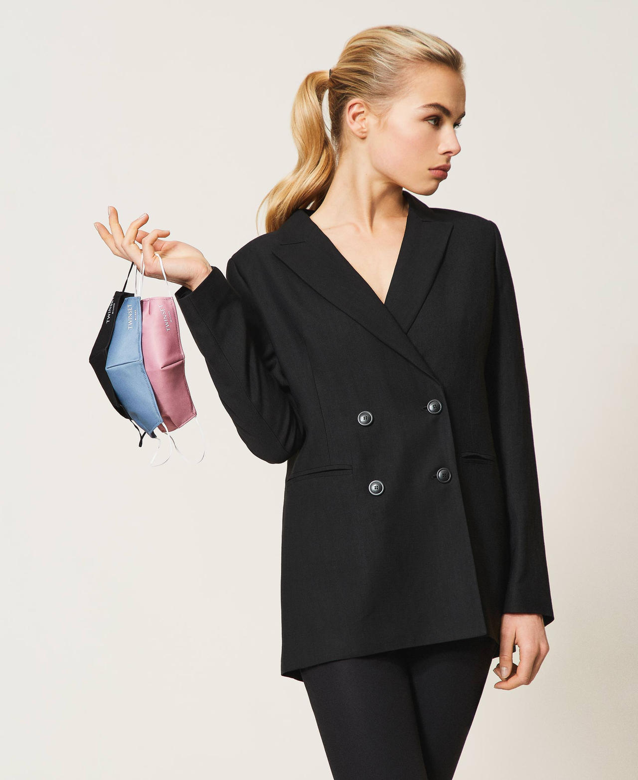 Stoffmasken-Set mit Logo Multicolor Schwarz / Denim / Brown Range Frau 999TN4079-0S