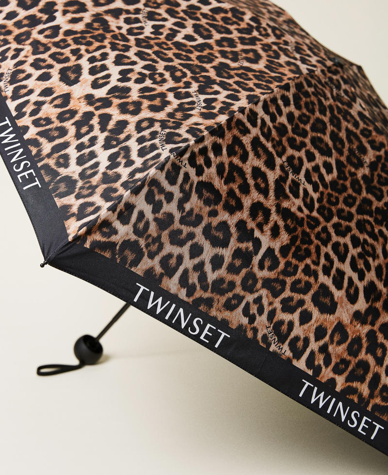 Printed umbrella with logo Black / Snow Oval T Print Woman 999TO5324-01