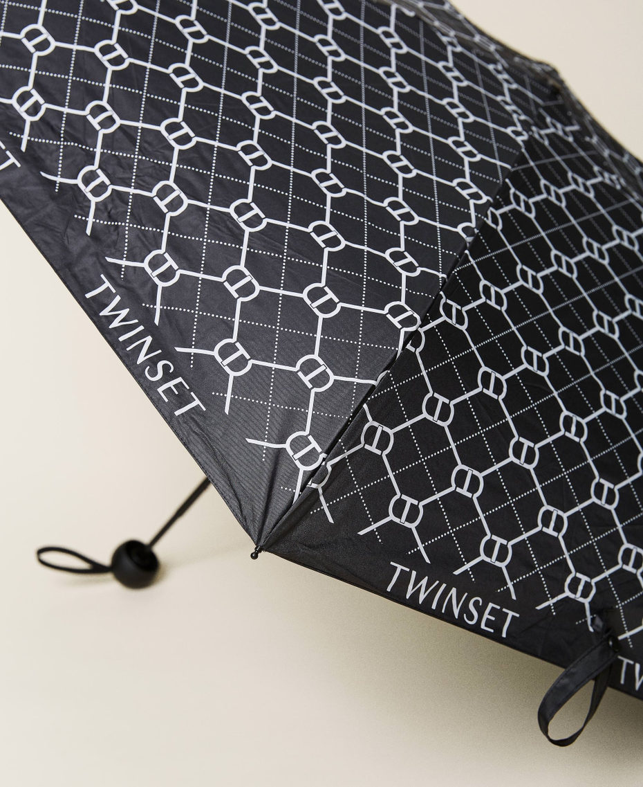 Printed umbrella with logo Black / Snow Oval T Print Woman 999TO5324-01