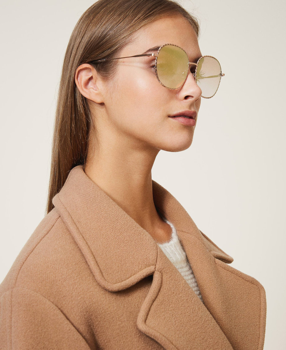 Round sunglasses Gold Yellow Woman 999TZ4013_00050_S0
