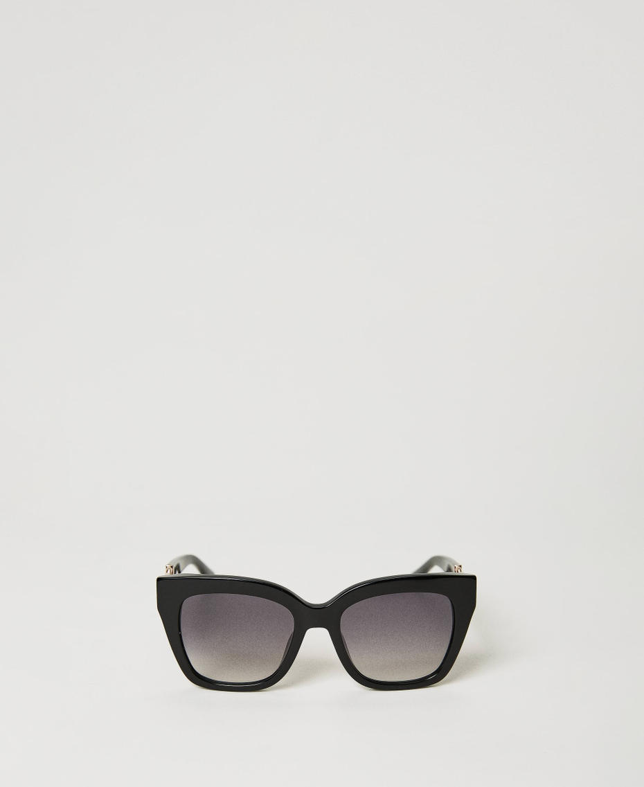 Солнцезащитные очки «кошачий глаз» с фурнитурой Черный женщина 999TZ4040-01