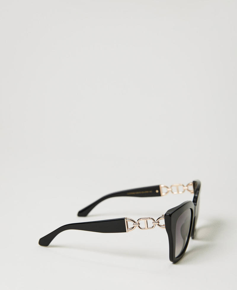 Солнцезащитные очки «кошачий глаз» с фурнитурой Черный женщина 999TZ4040-02