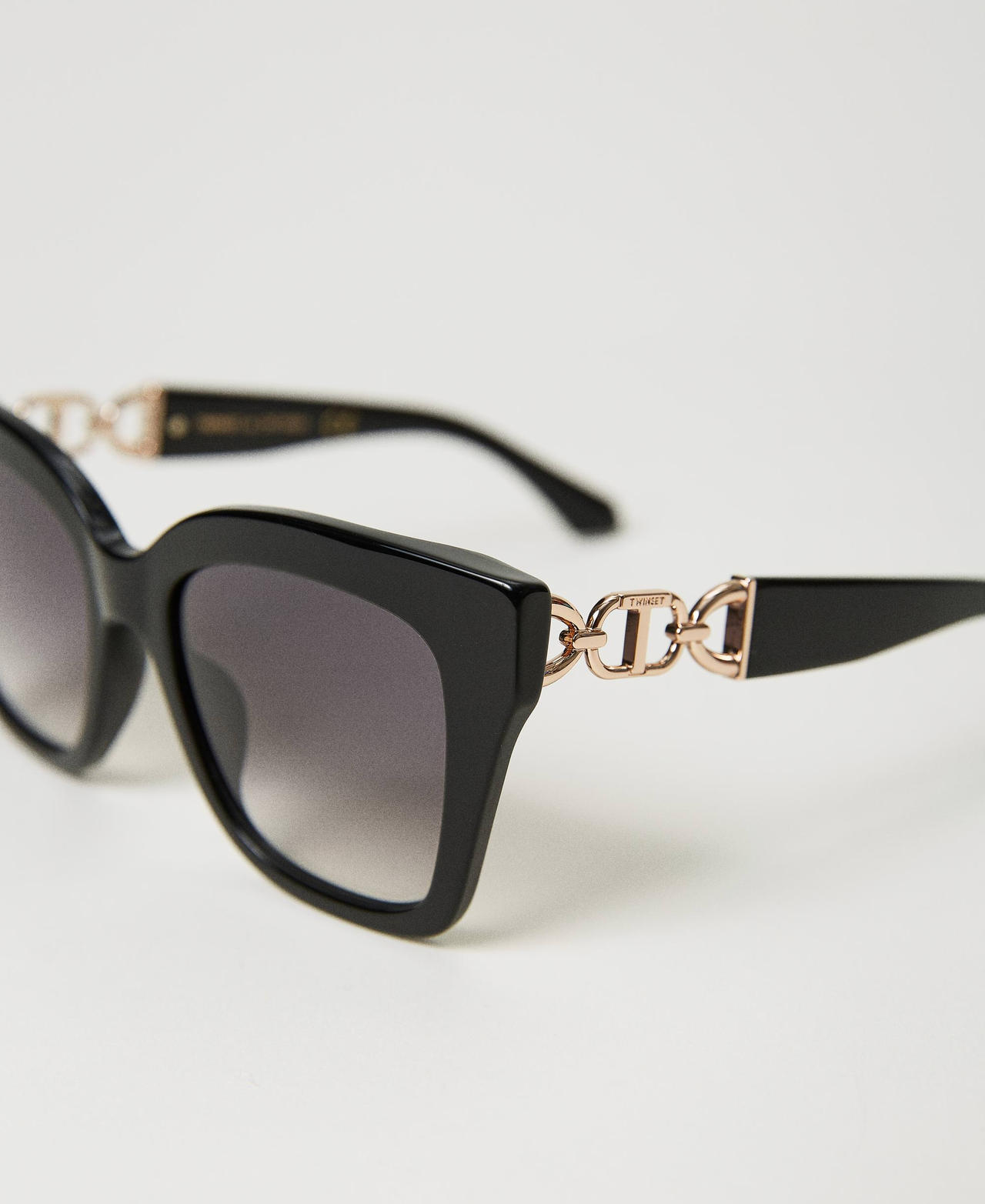 Cat-eye sunglasses with clasp Black Woman 999TZ4040-03