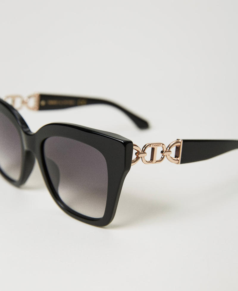 Солнцезащитные очки «кошачий глаз» с фурнитурой Черный женщина 999TZ4040-03