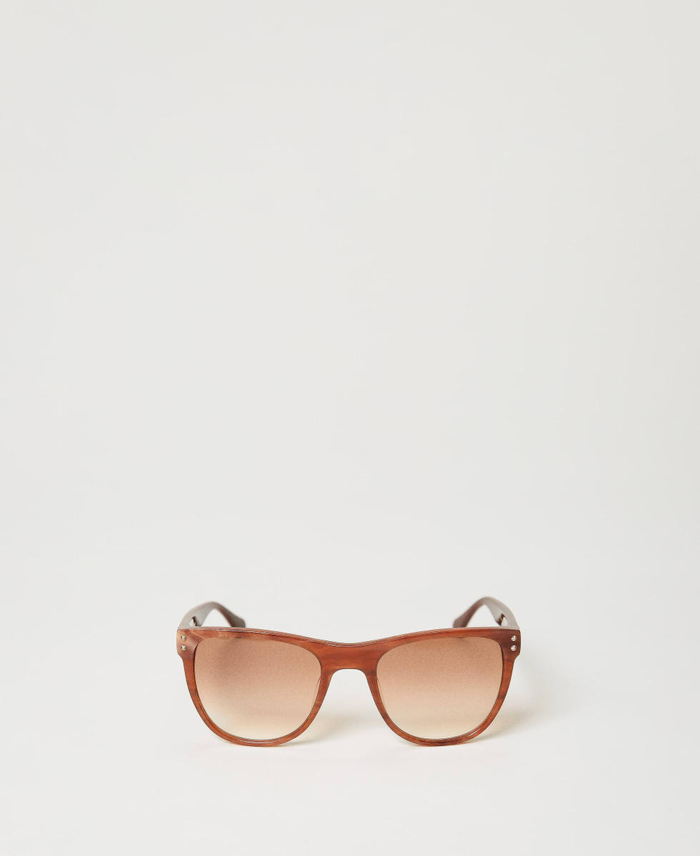 Lunettes de soleil carrées Marron « Marble » Clair Femme 999TZ4043_10347_01