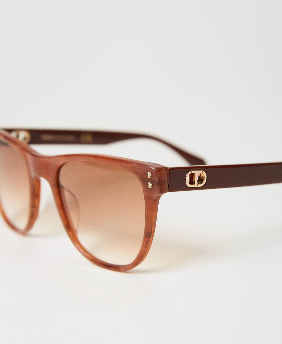 Lunettes de soleil carrées Marron « Marble » Clair Femme 999TZ4043_10347_03