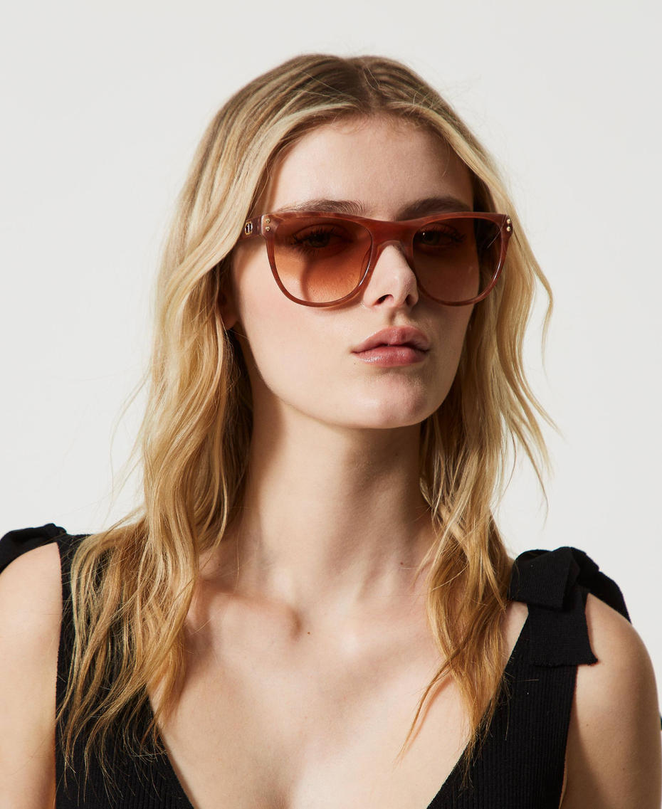 Square sunglasses Light "Marble" Brown Woman 999TZ4043_10347_S0