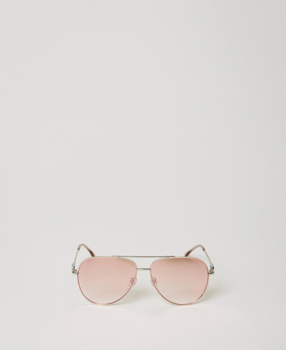 Gafas de sol modelo aviador con strass Mujer, Plata