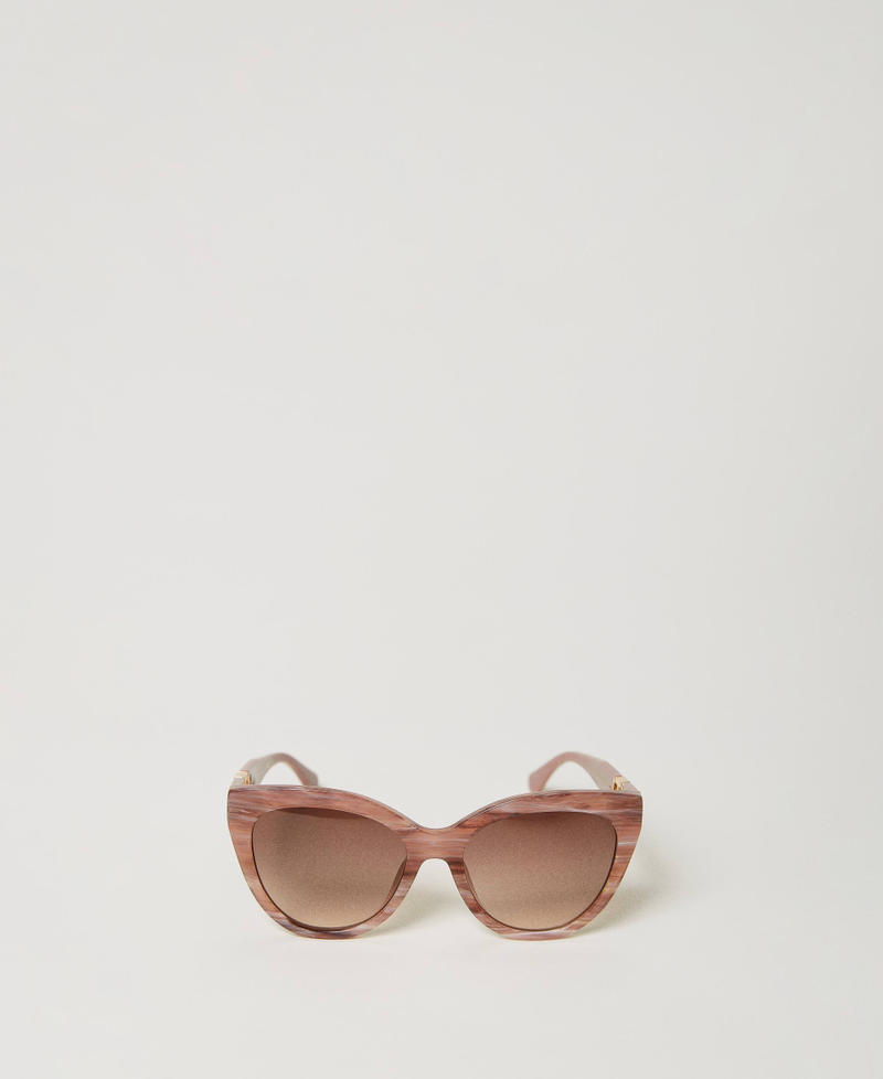 Солнцезащитные очки «кошачий глаз» в оправе расцветки под мрамор Опал Фуксия/Мраморный Розовый женщина 999TZ5050-01