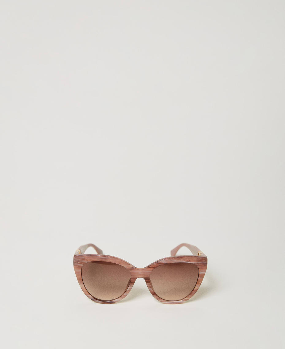 Солнцезащитные очки «кошачий глаз» в оправе расцветки под мрамор Опал Фуксия/Мраморный Розовый женщина 999TZ5050-01