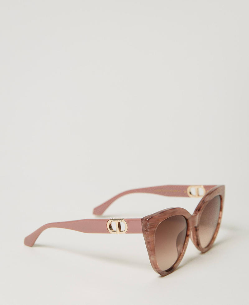 Солнцезащитные очки «кошачий глаз» в оправе расцветки под мрамор Опал Фуксия/Мраморный Розовый женщина 999TZ5050-02