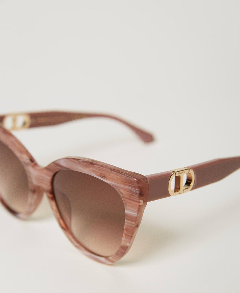 Солнцезащитные очки «кошачий глаз» в оправе расцветки под мрамор Опал Фуксия/Мраморный Розовый женщина 999TZ5050-03