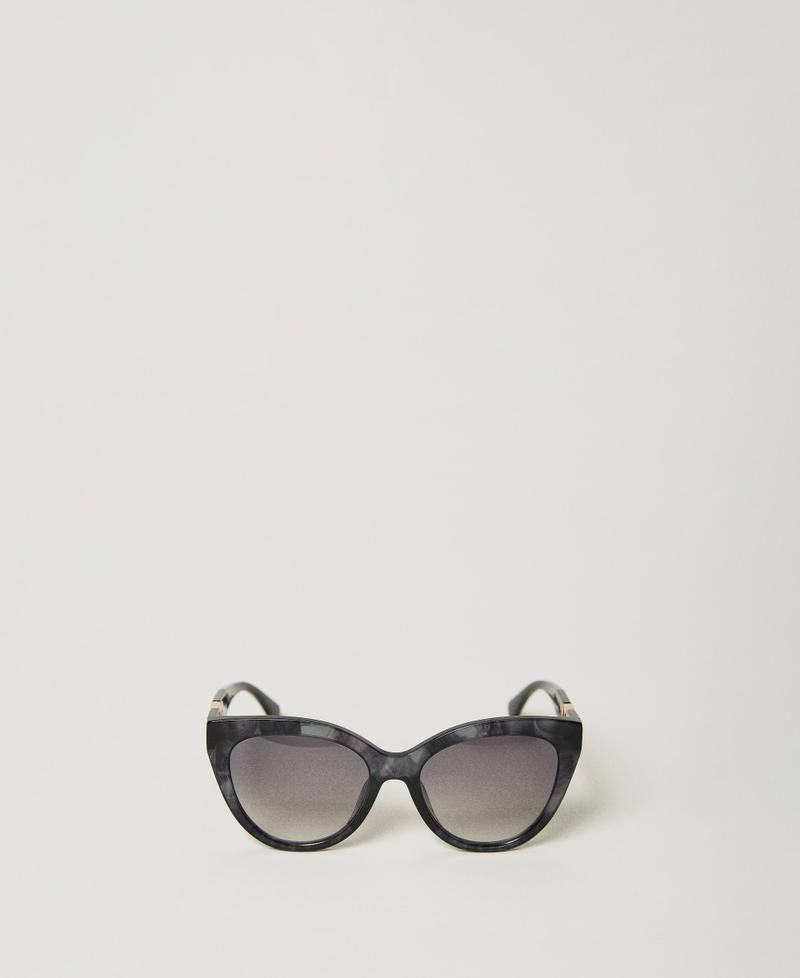Gafas de sol de ojo de gato con strass Black Grey Mujer 999TZ5051-01