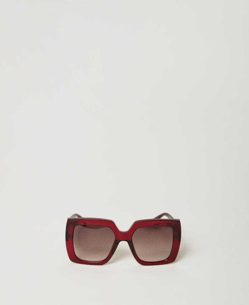 Gafas de sol cuadradas oversize Shiny Transparency Raspberry Mujer 999TZ5053-01