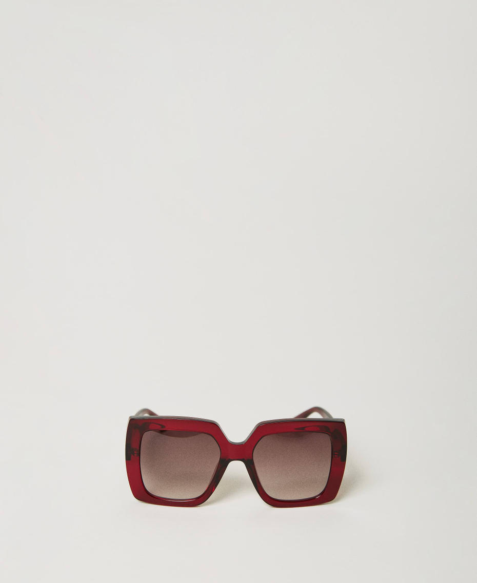 Солнцезащитные очки оверсайз квадратной формы Блестящий Прозрачность Малина женщина 999TZ5053-01