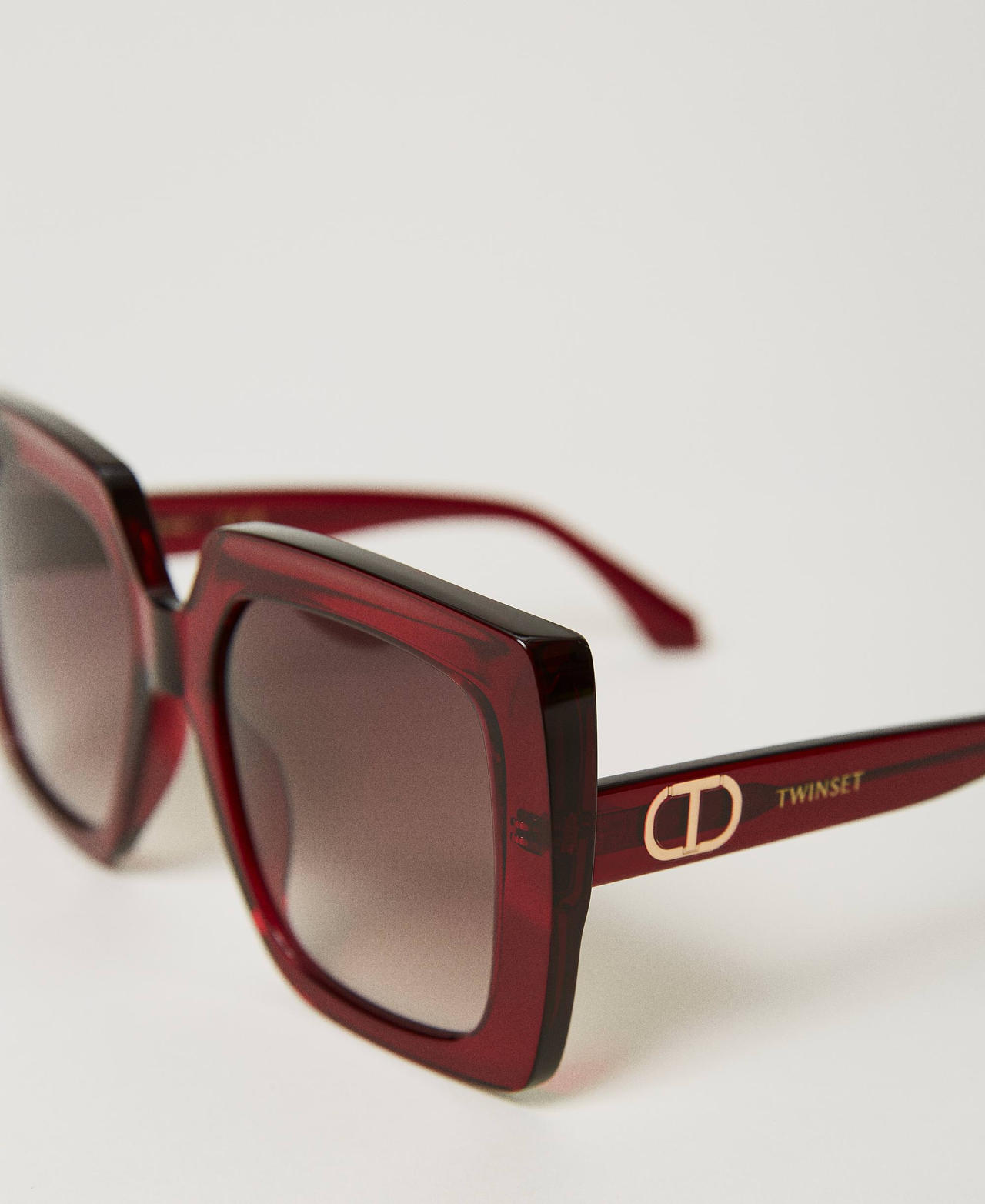 Солнцезащитные очки оверсайз квадратной формы Блестящий Прозрачность Малина женщина 999TZ5053-03