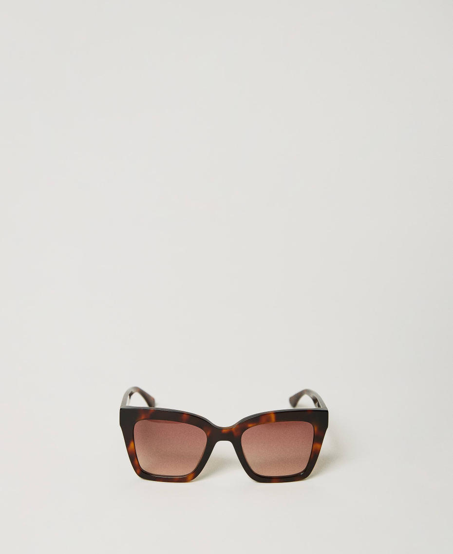 Tortoise-like square sunglasses Shiny Dark Havana Woman 999TZ5054-01