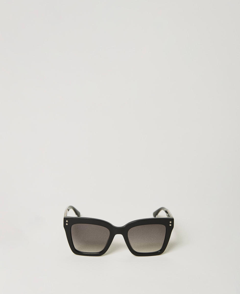 Square sunglasses with studs Woman, Black | TWINSET Milano Square sunglasses with studs Woman, Black | TWINSET Milano