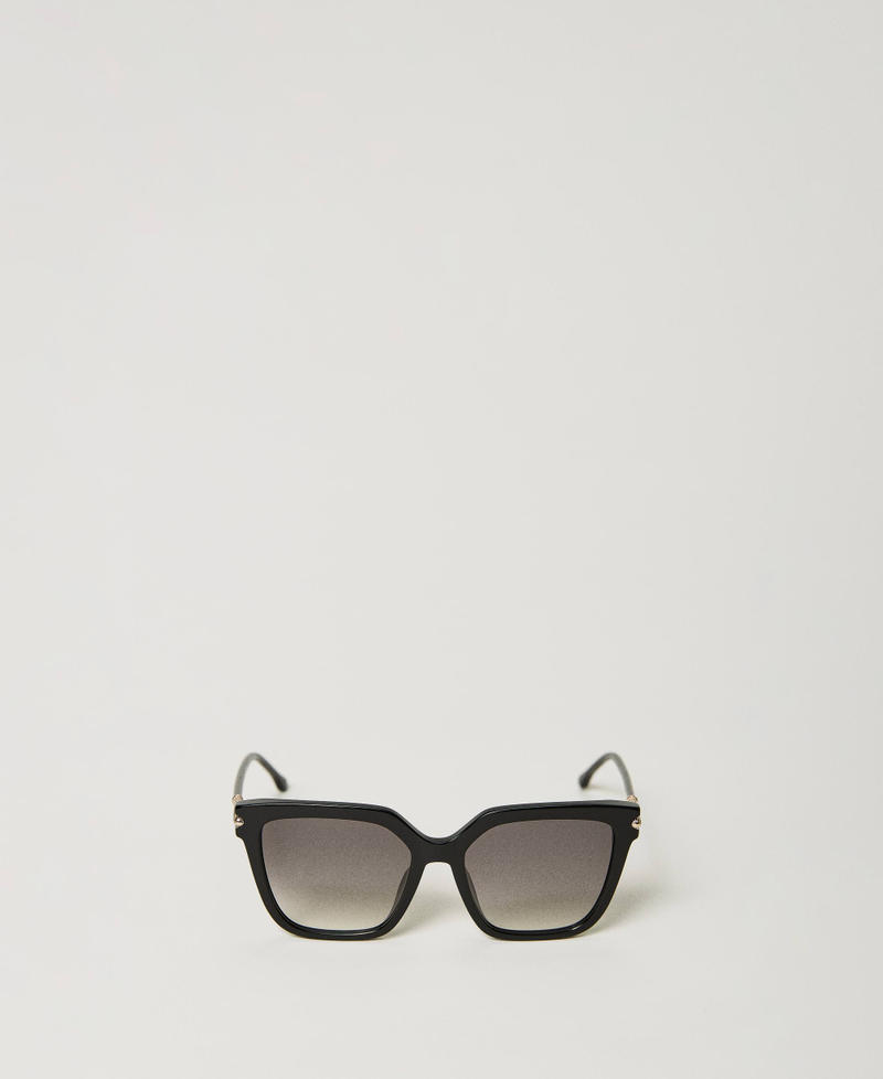 Geometric sunglasses with logo Shiny Black Woman 999TZ5056-01