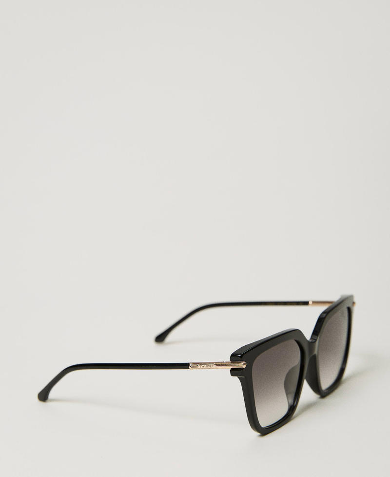 Geometric sunglasses with logo Shiny Black Woman 999TZ5056-02