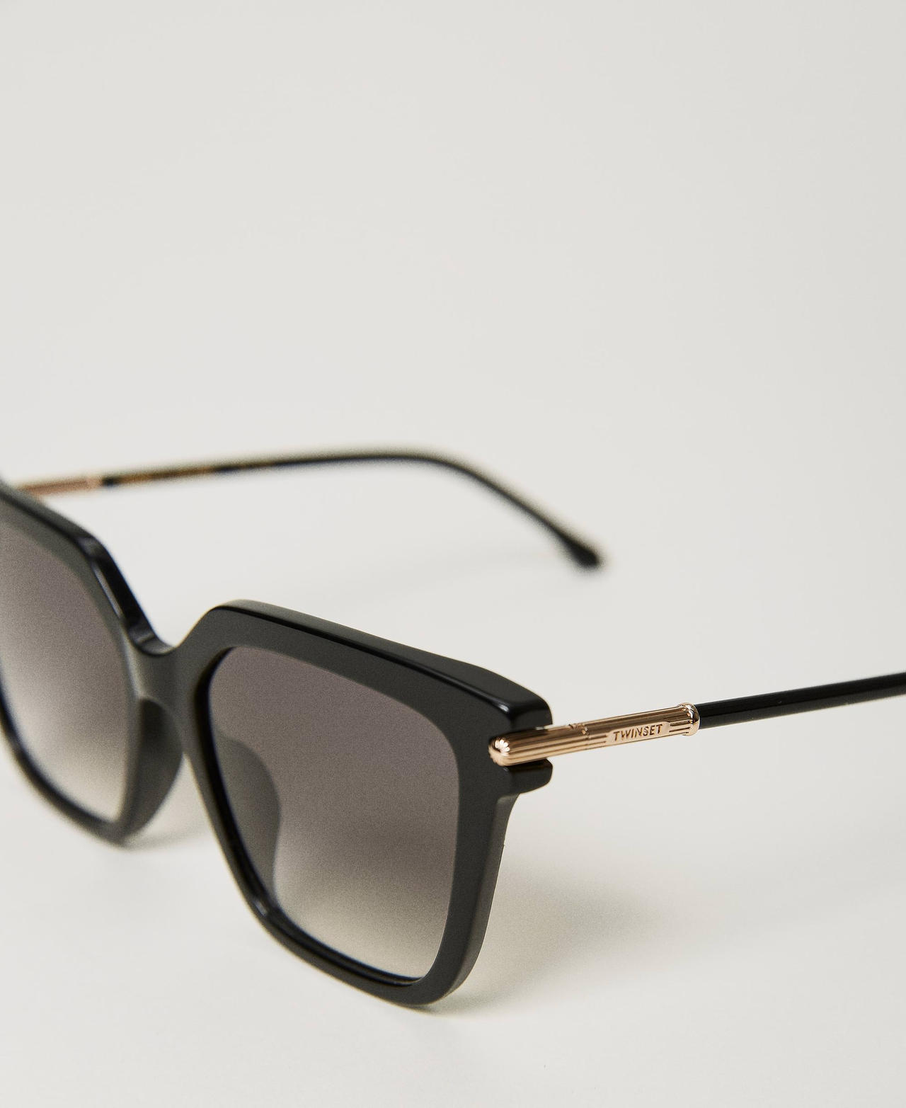 Geometric sunglasses with logo Shiny Black Woman 999TZ5056-03
