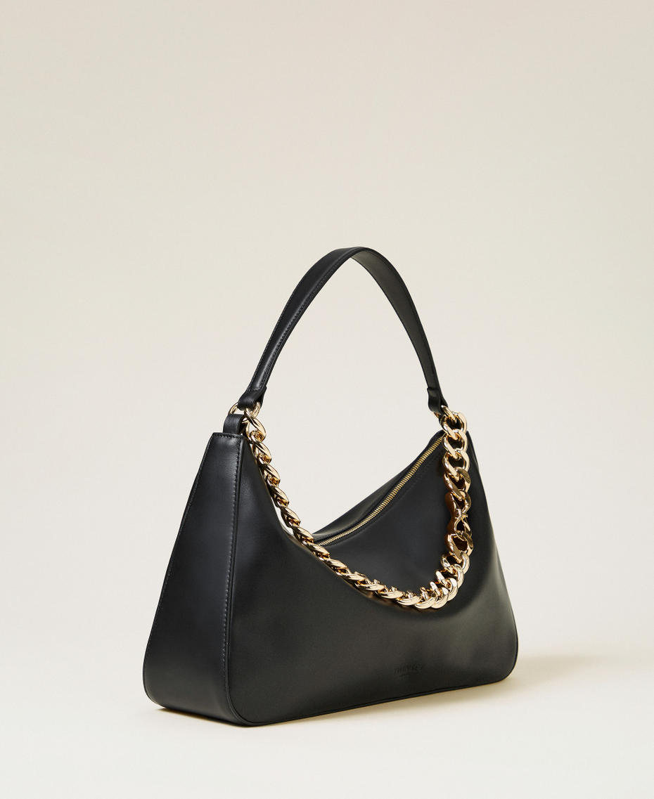 'Liliane' medium leather bag Black/Gold Woman 999TB7010_14247_M01