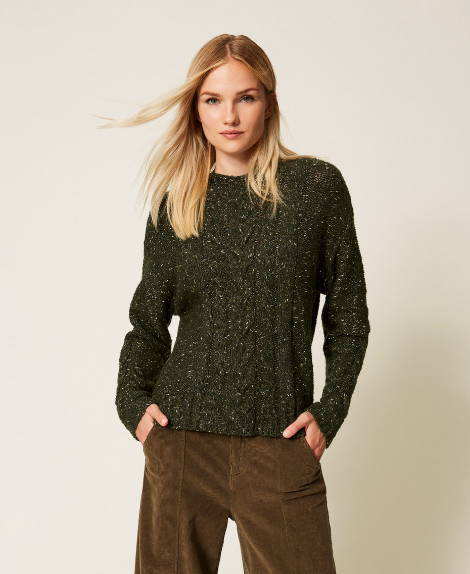 Wool blend jumper with lurex Multicolour Deep Forest/Beech Green/Light Gold Woman 252TT3432_12930_02