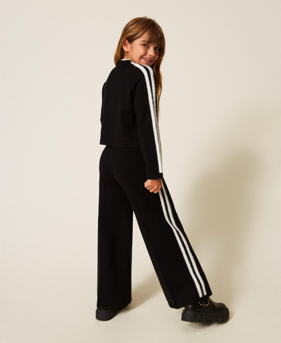 Pull avec logo et pantalon ample Bicolore Noir/Blanc Cass&eacute; Fille 252GJ301A_11656_03
