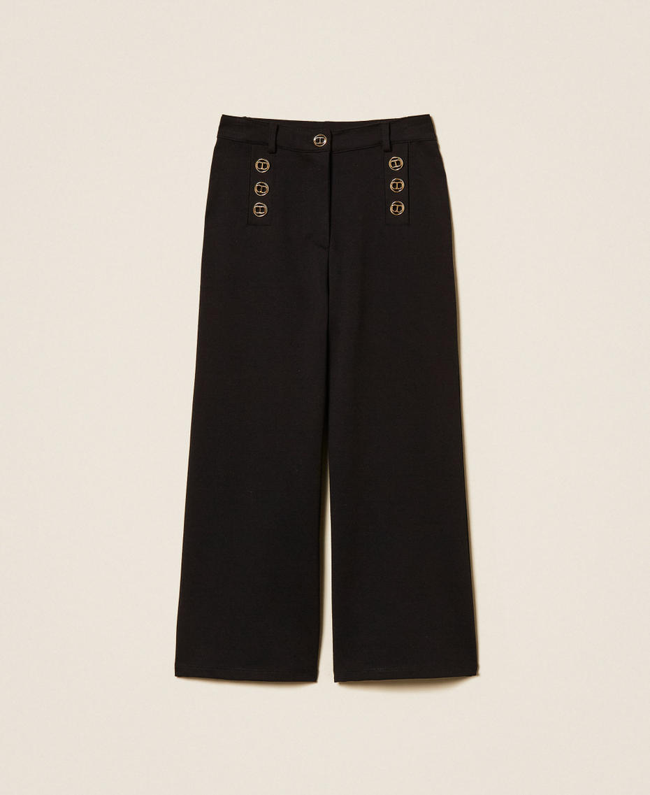 Girls' palazzo trousers with Oval T buttons Black Girl 252GB2221_00006_S0