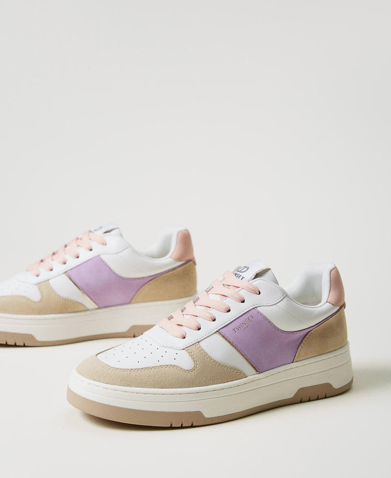 Ledersneaker im Colorblock-Look Zweifarbig Lavendel / Cupcake Pink Frau 251TCP010_12160_02