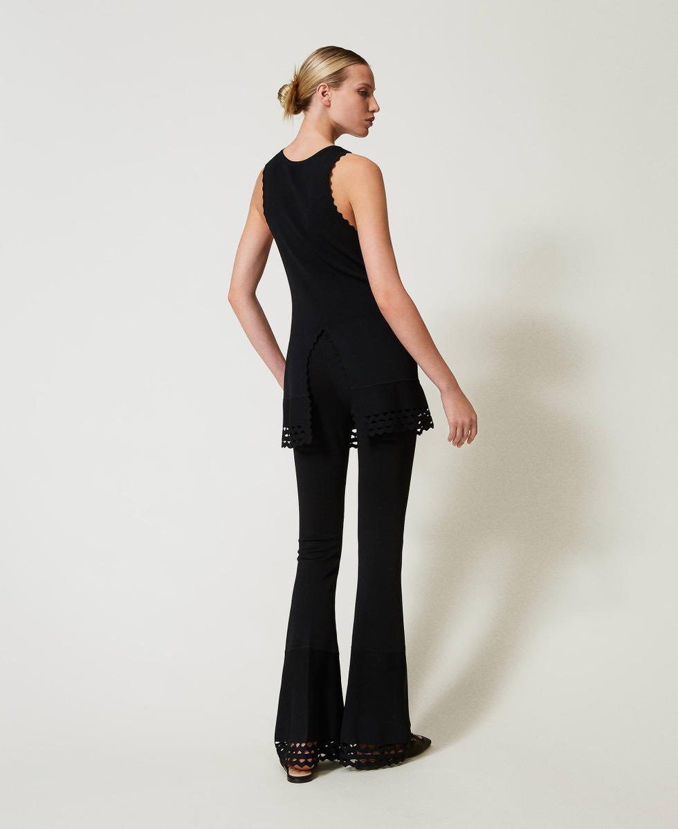 Pantalon &eacute;vas&eacute; avec motif g&eacute;om&eacute;trique Noir Femme 251TP3051_00006_03