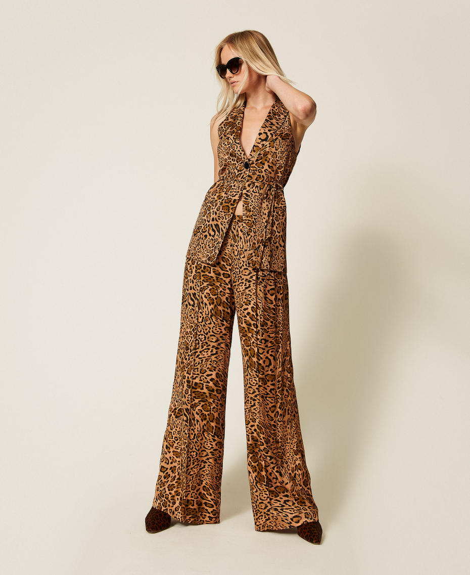 Gilet jacquard avec imprimé animalier Imprimé Animalier Coffee/Marron « Land » Femme 252TP2473_12737_T0