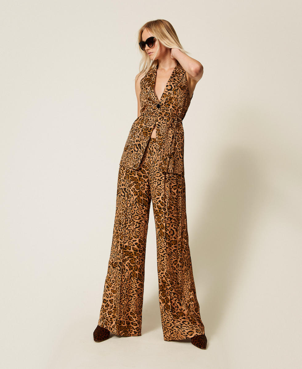 Gilet jacquard avec imprim&eacute; animalier Imprim&eacute; Animalier Coffee/Marron &laquo;&nbsp;Land&nbsp;&raquo; Femme 252TP2473_12737_T0