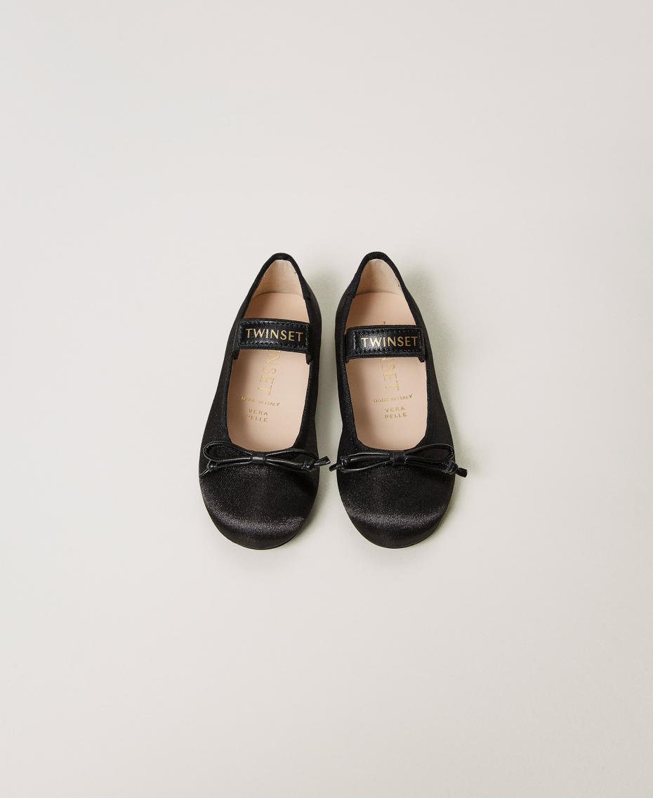 Satin baby ballet flats with strap Black Girl 251GCB020_00006_04