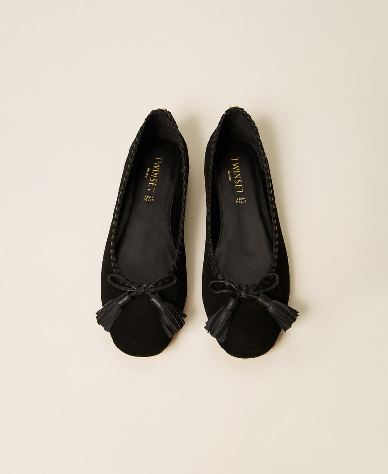 Ballerines en cuir velours avec n&oelig;ud Noir Femme 262TCP160_00006_04
