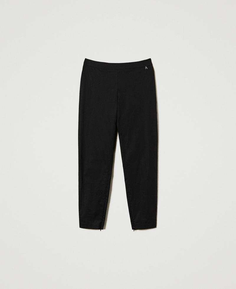 Poplin trousers with zip Black Woman 251AP2304_00006_S0