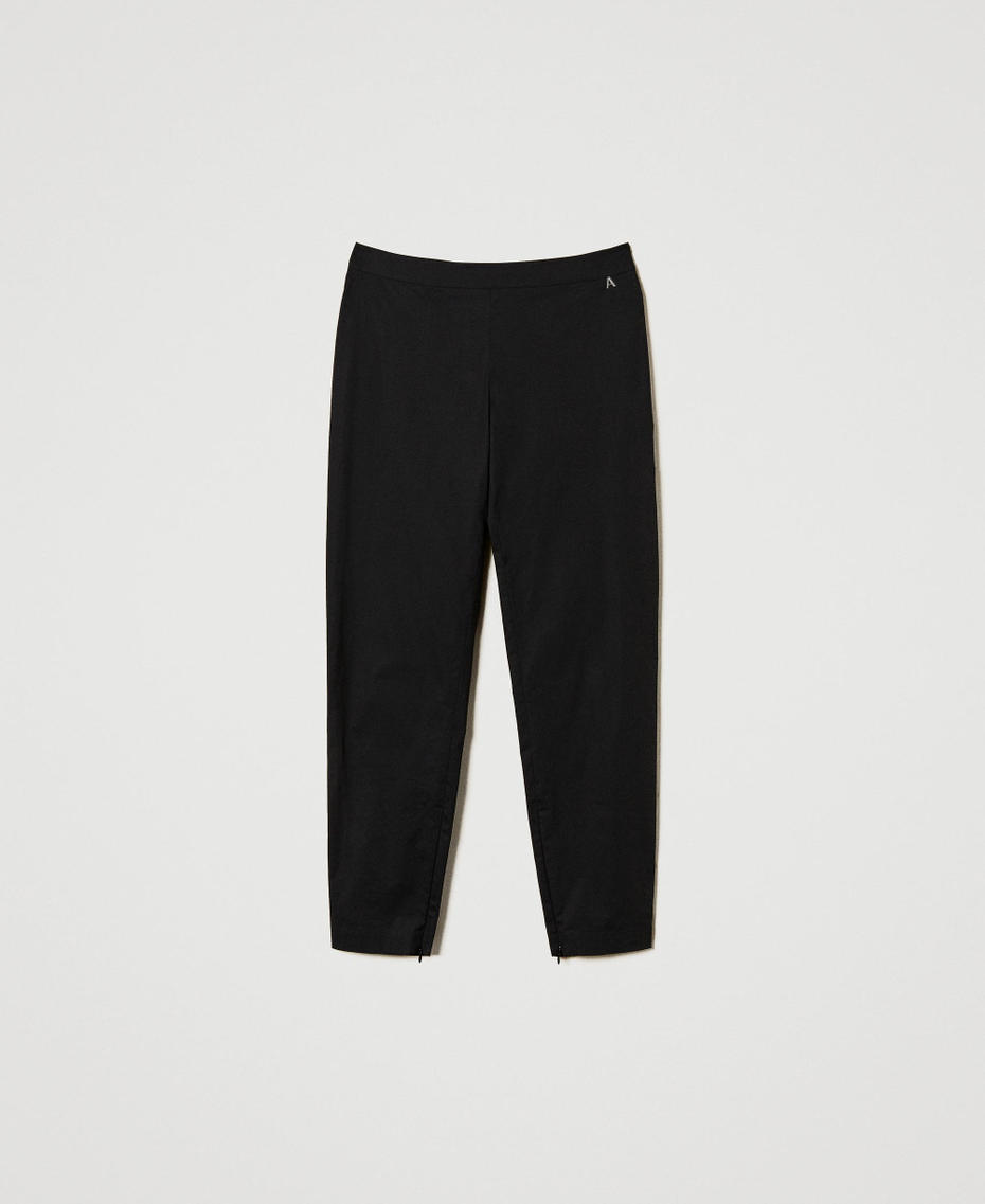 Poplin trousers with zip Black Woman 251AP2304_00006_S0