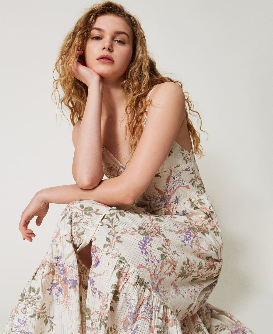 Long floral muslin dress Multicolour/Lurex Floral Print Woman 251TT2150_12494_PD
