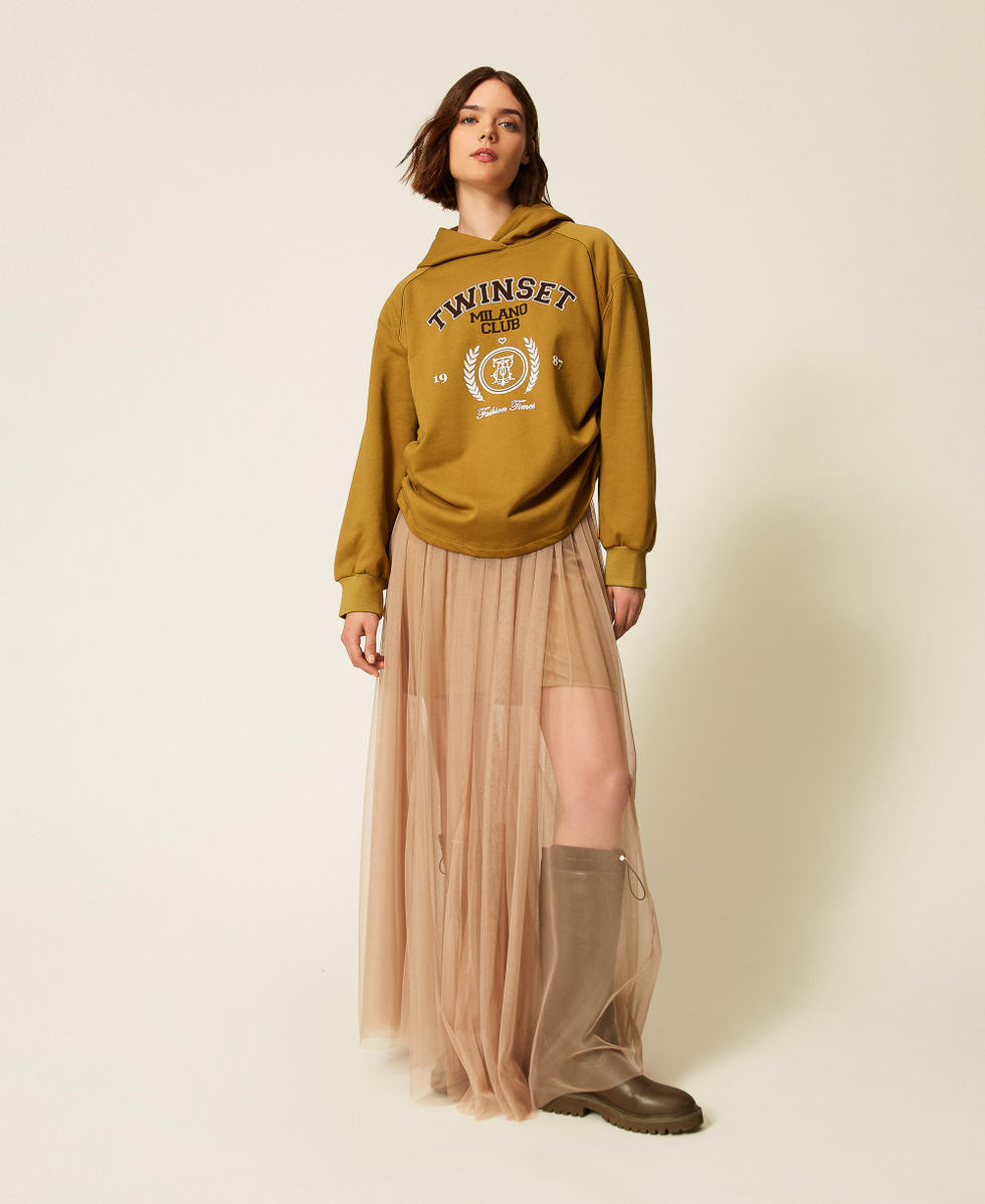 Hoodie with logo print Shiny Oil Woman 262LI2GEE_13450_T0