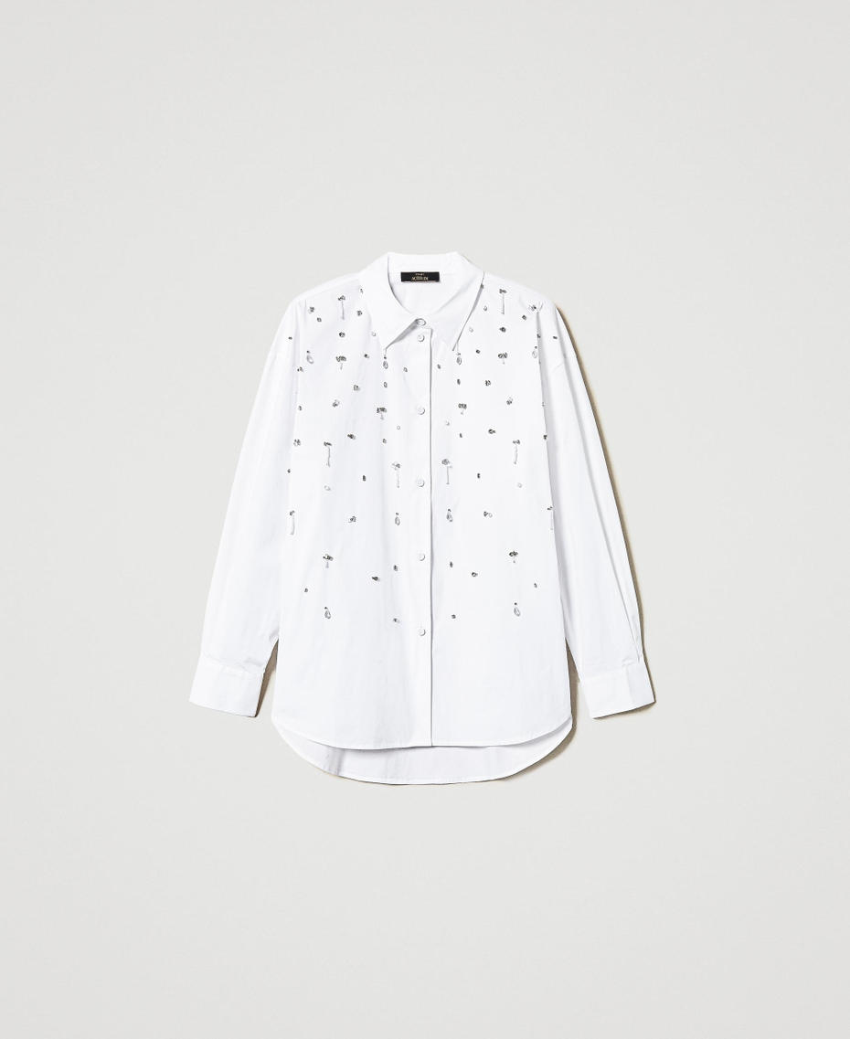 Camicia con ricami a mano Bianco "Papers" Donna 251AP2291_00840_S0