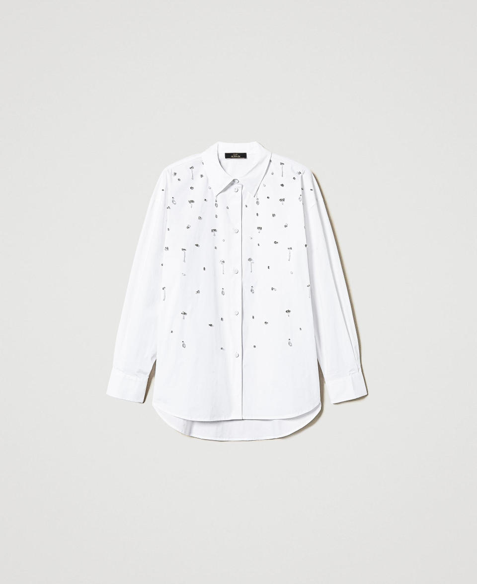 Camicia con ricami a mano Bianco "Papers" Donna 251AP2291_00840_S0