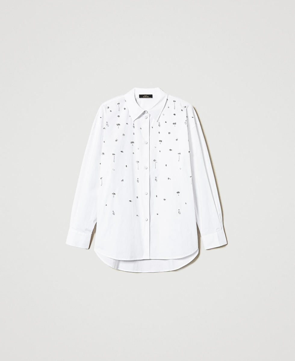 Shirt with hand embroidery Woman, White | TWINSET Milano