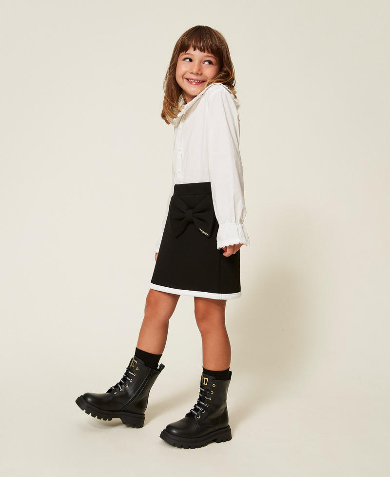 Baby&acute;s leather combat boots with logo Black Girl 262GCB012_00006_A0