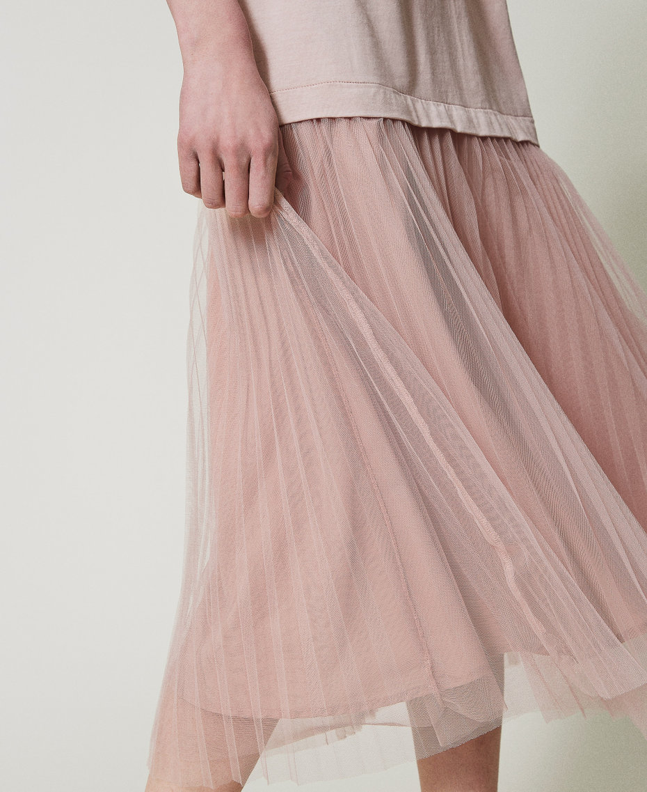 Long dress with tulle skirt Rose Desert Woman 251LL23CC_12109_04