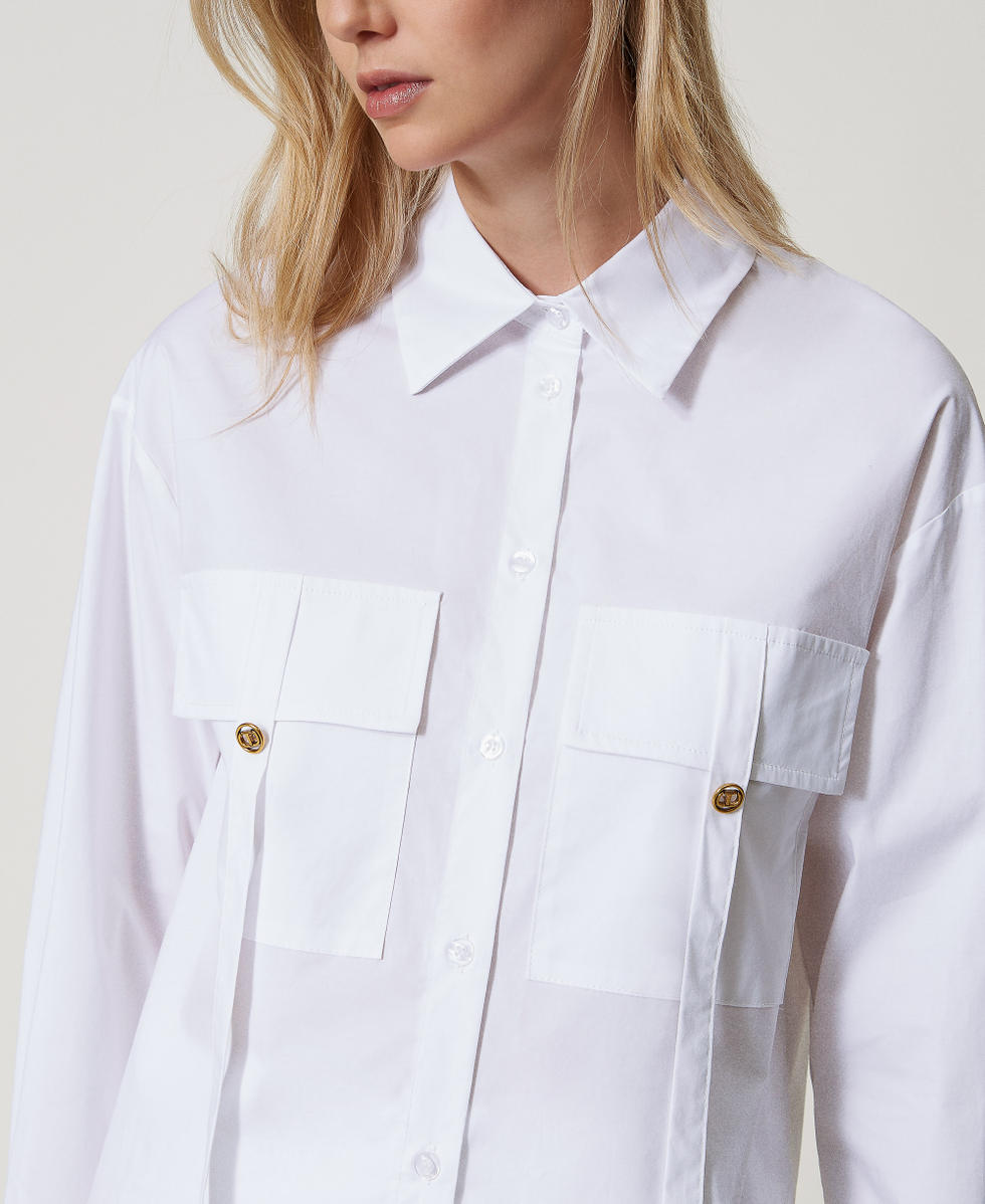 Camicia boxy in popeline Bianco Donna 251TF202A_00001_04