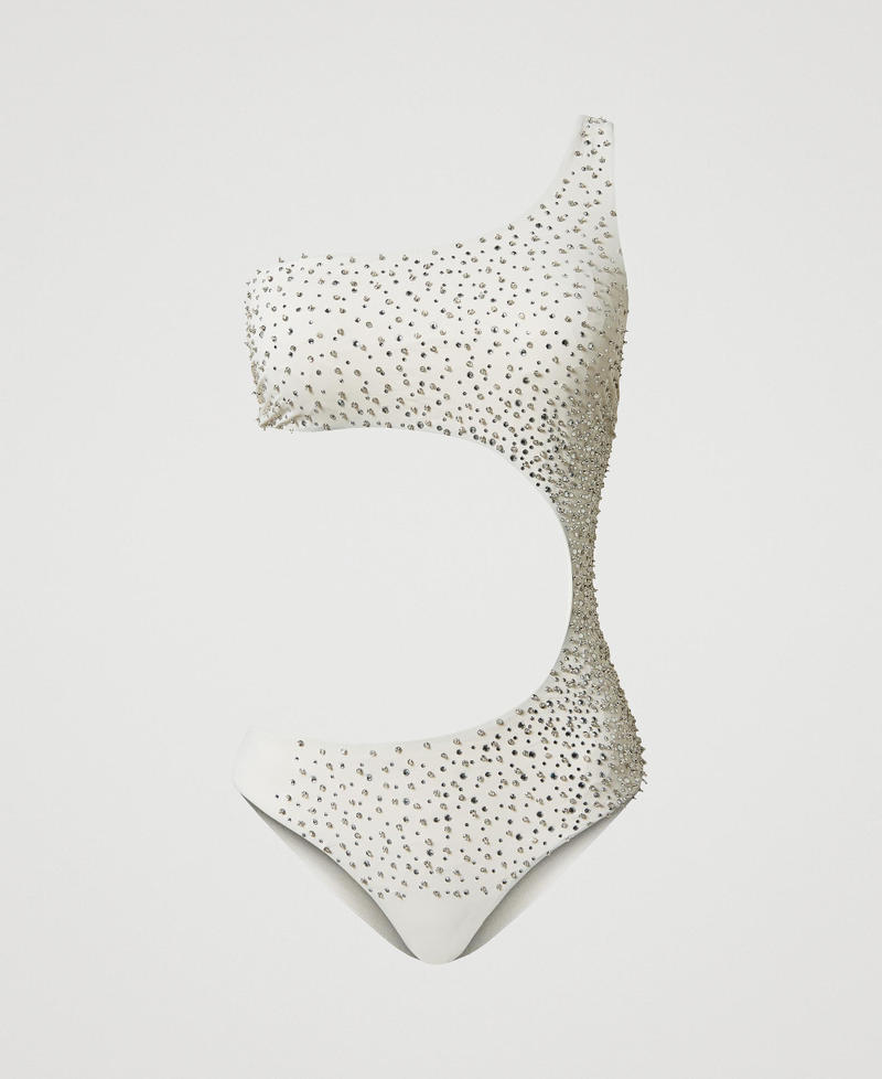 One-shoulder one-piece swimsuit with embroidery Mother Of Pearl Woman 251LBMAZZ_00059_S0