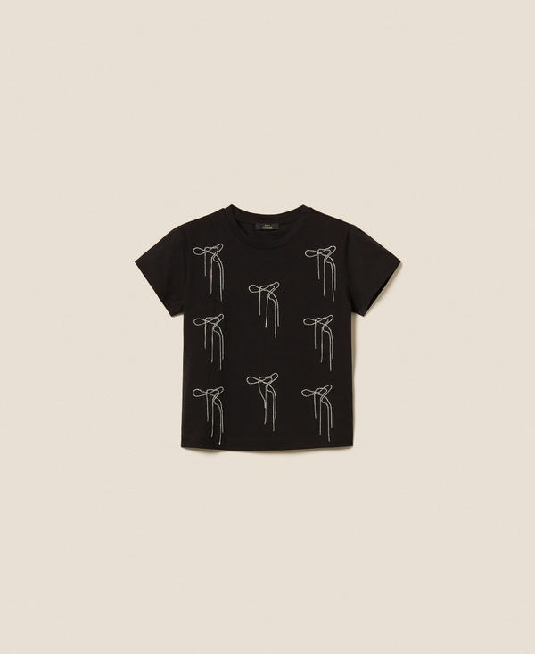 T-shirt with bow embroidery
