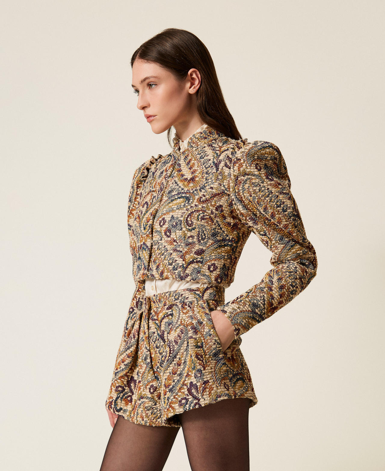 Jacquardjacke mit Kaschmirmuster Jacquard Cachemire Multicolor Frau 252TS2370_13095_02