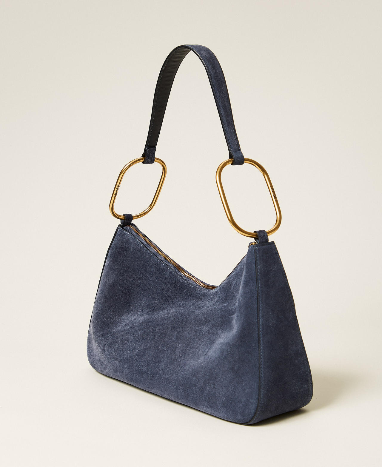 'Liliane' medium suede bag with rings “True Navy” Blue Woman 261TB7086_05259_03