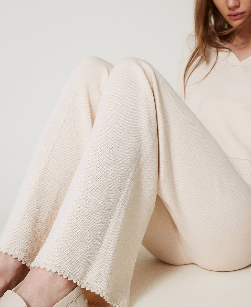 Pantalon en maille de coton m&eacute;lang&eacute;